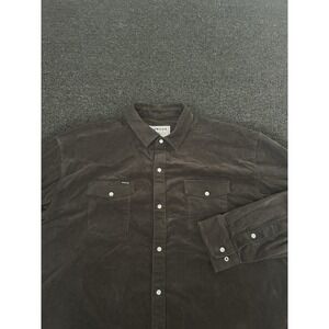 Poncho Pearl Snap Corduroy Western Shirt Regular Fit Black Mens 2XL Ranch Cowboy